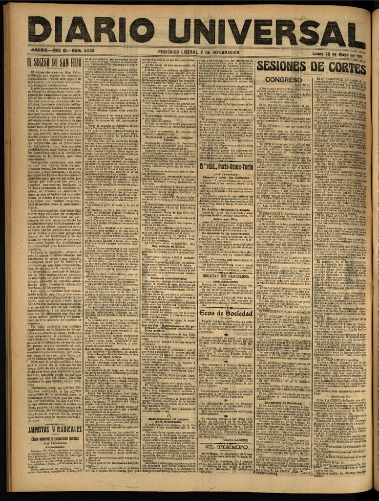 Miniatura de Diario Universal del 29 de mayo de 1911