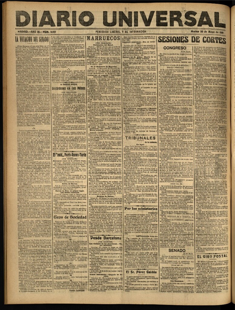Miniatura de Diario Universal del 30 de mayo de 1911