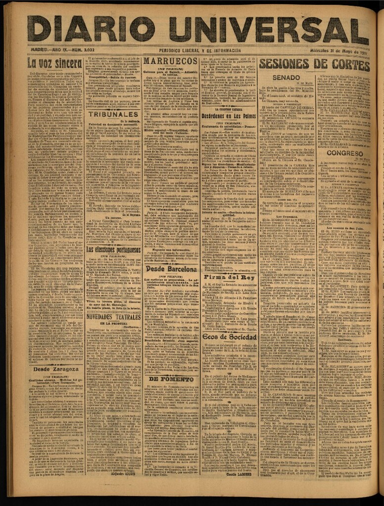 Miniatura de Diario Universal del 31 de mayo de 1911