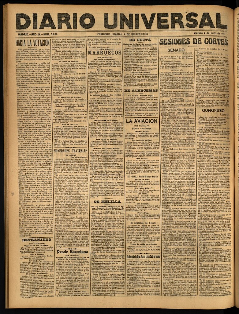 Miniatura de Diario Universal del 2 de junio de 1911