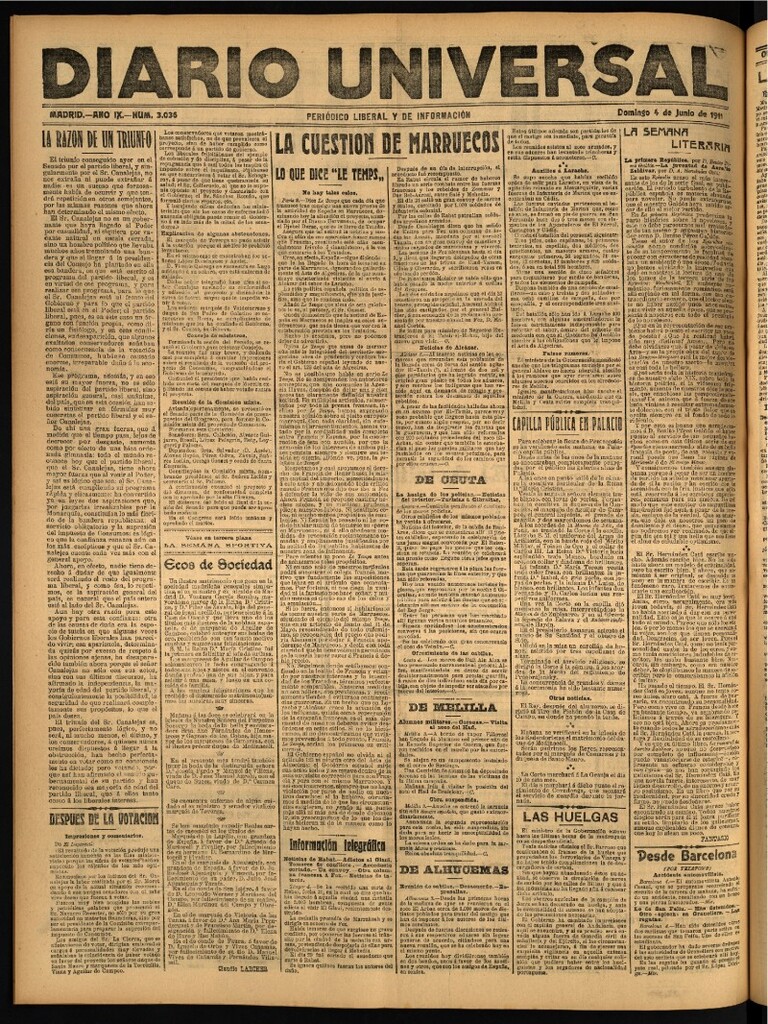 Miniatura de Diario Universal del 4 de junio de 1911