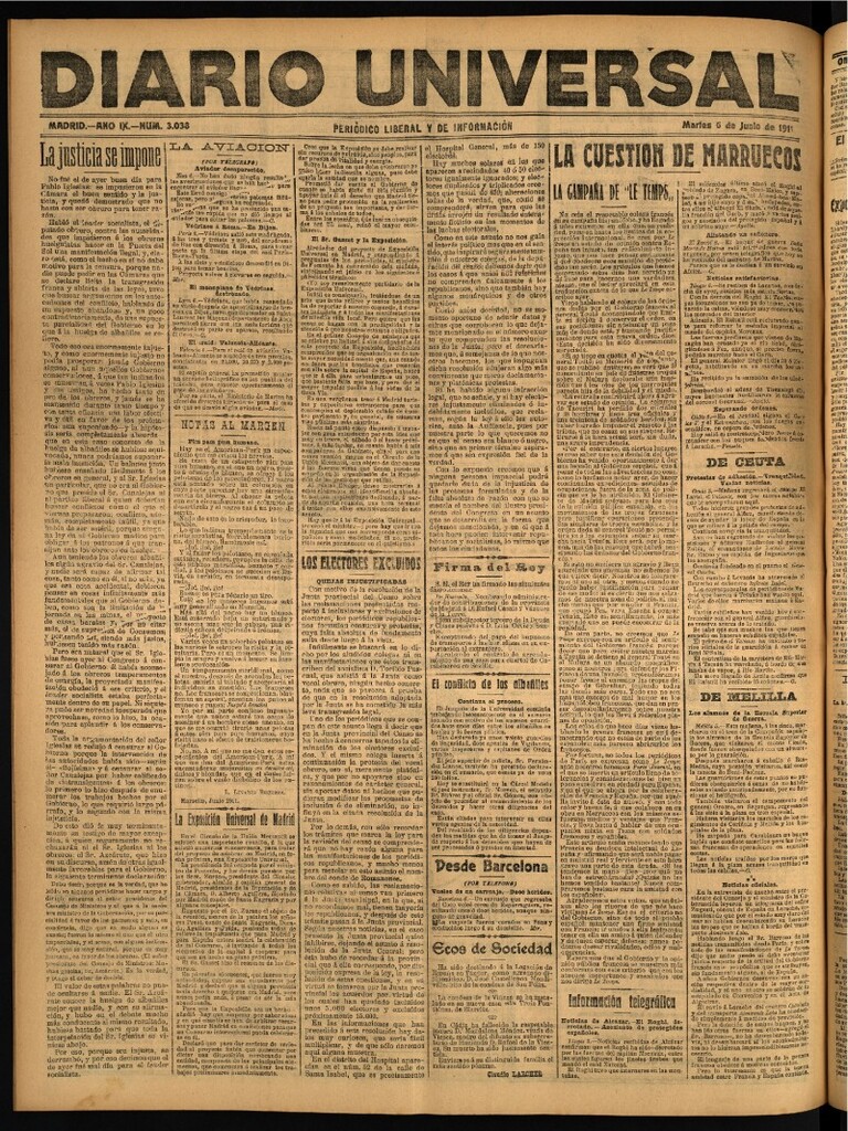Miniatura de Diario Universal del 6 de junio de 1911