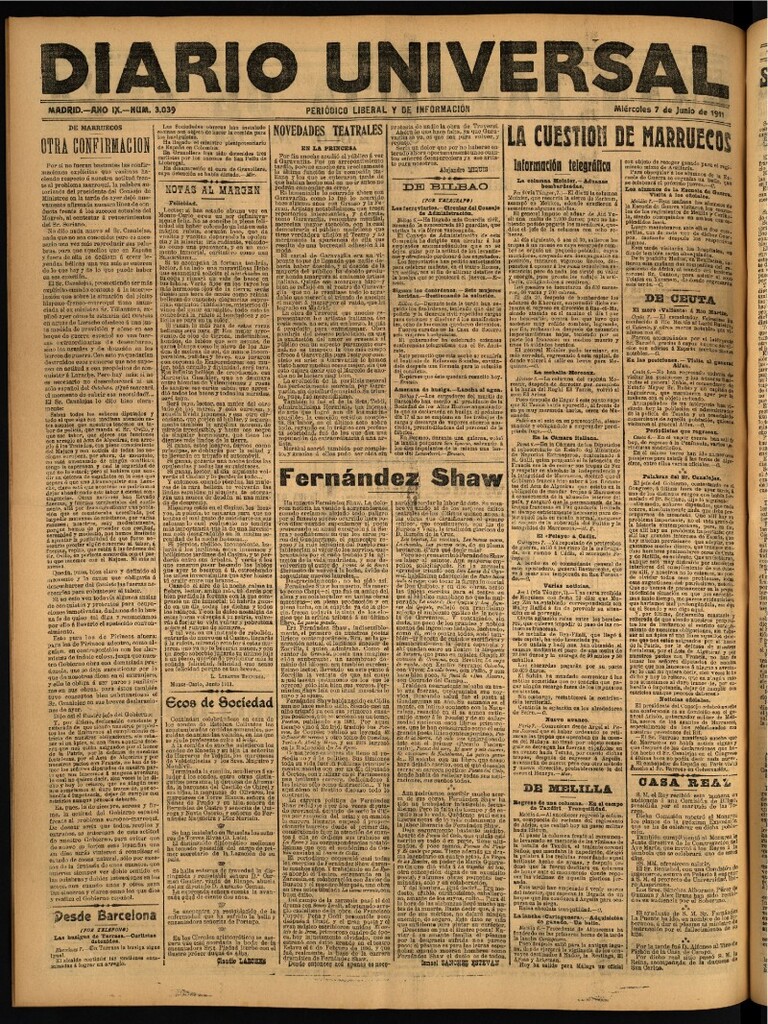 Miniatura de Diario Universal del 7 de junio de 1911
