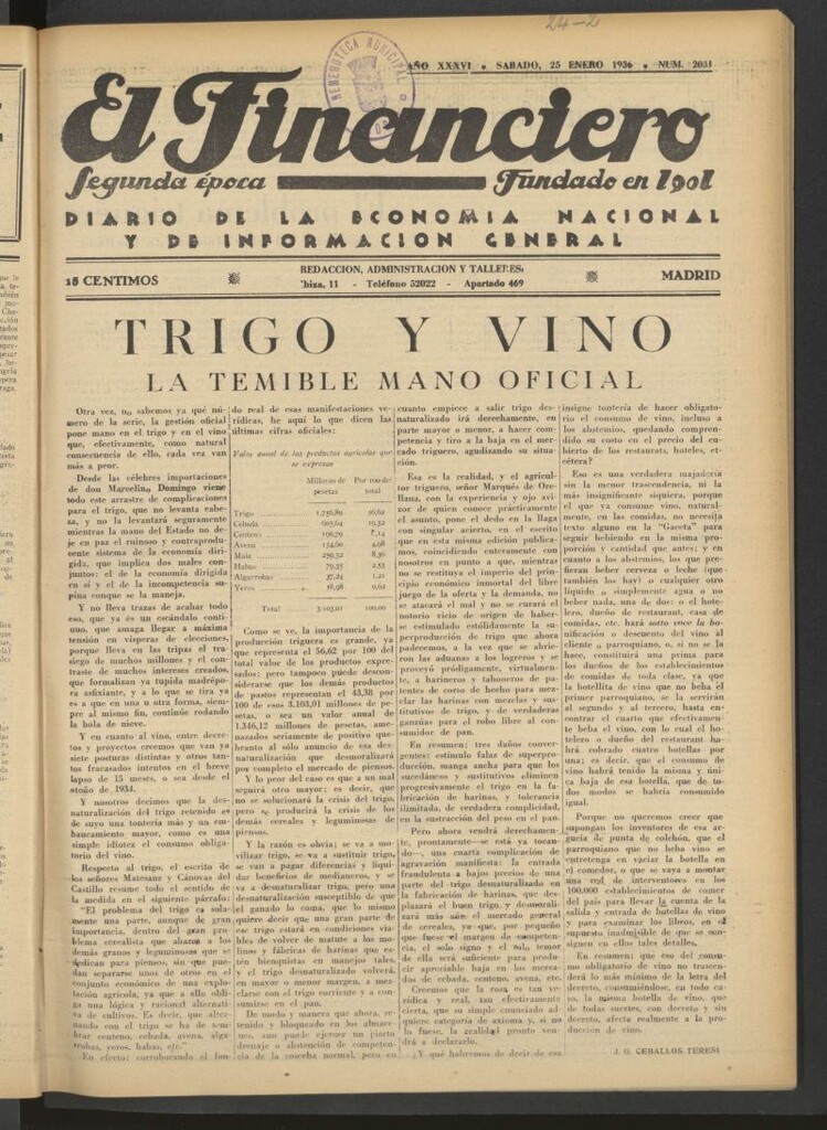 Miniatura de El Financiero del 25 de enero de 1936