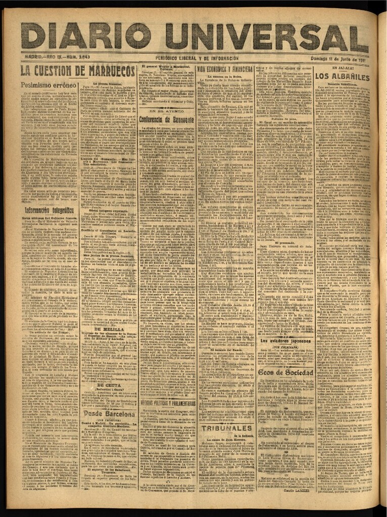 Miniatura de Diario Universal del 11 de junio de 1911