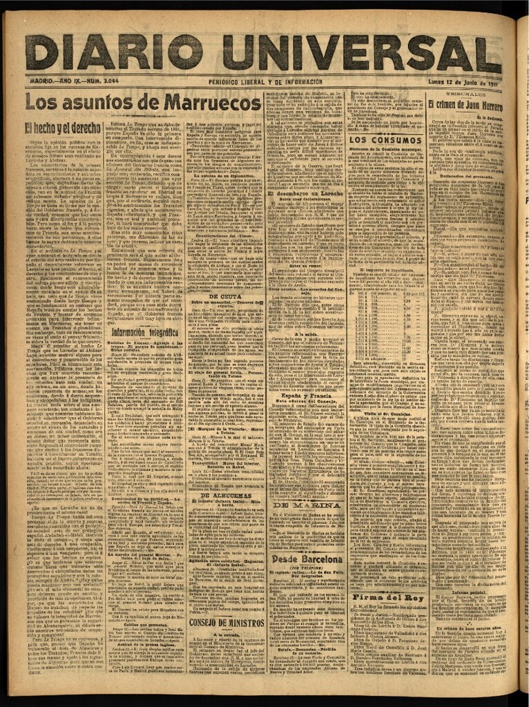Miniatura de Diario Universal del 12 de junio de 1911