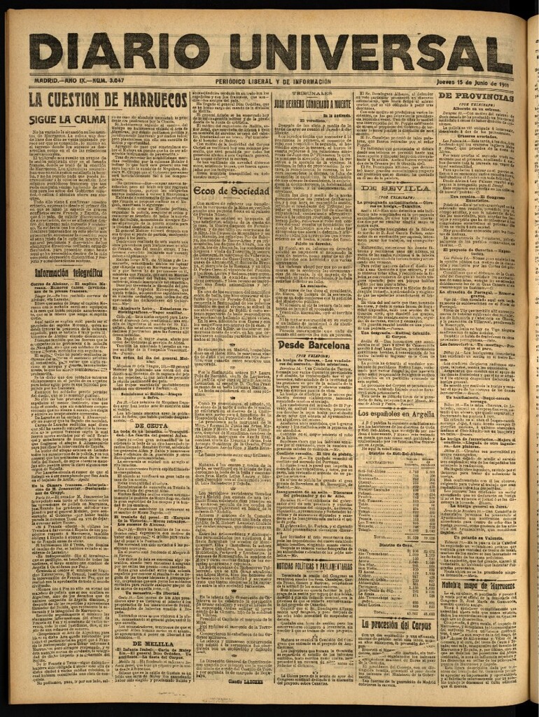 Miniatura de Diario Universal del 15 de junio de 1911
