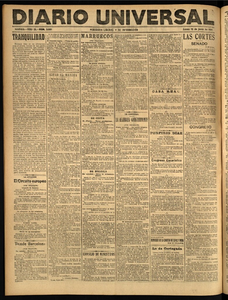 Miniatura de Diario Universal del 19 de junio de 1911