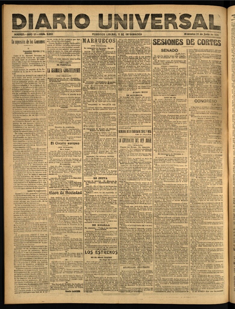Miniatura de Diario Universal del 21 de junio de 1911