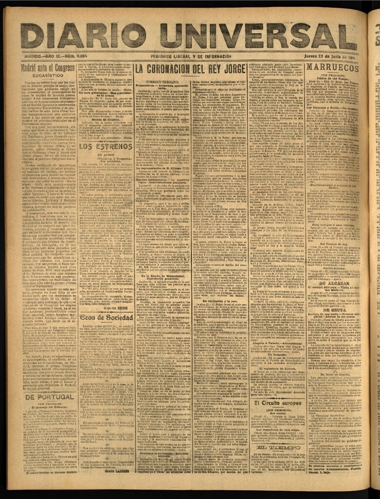 Miniatura de Diario Universal del 22 de junio de 1911