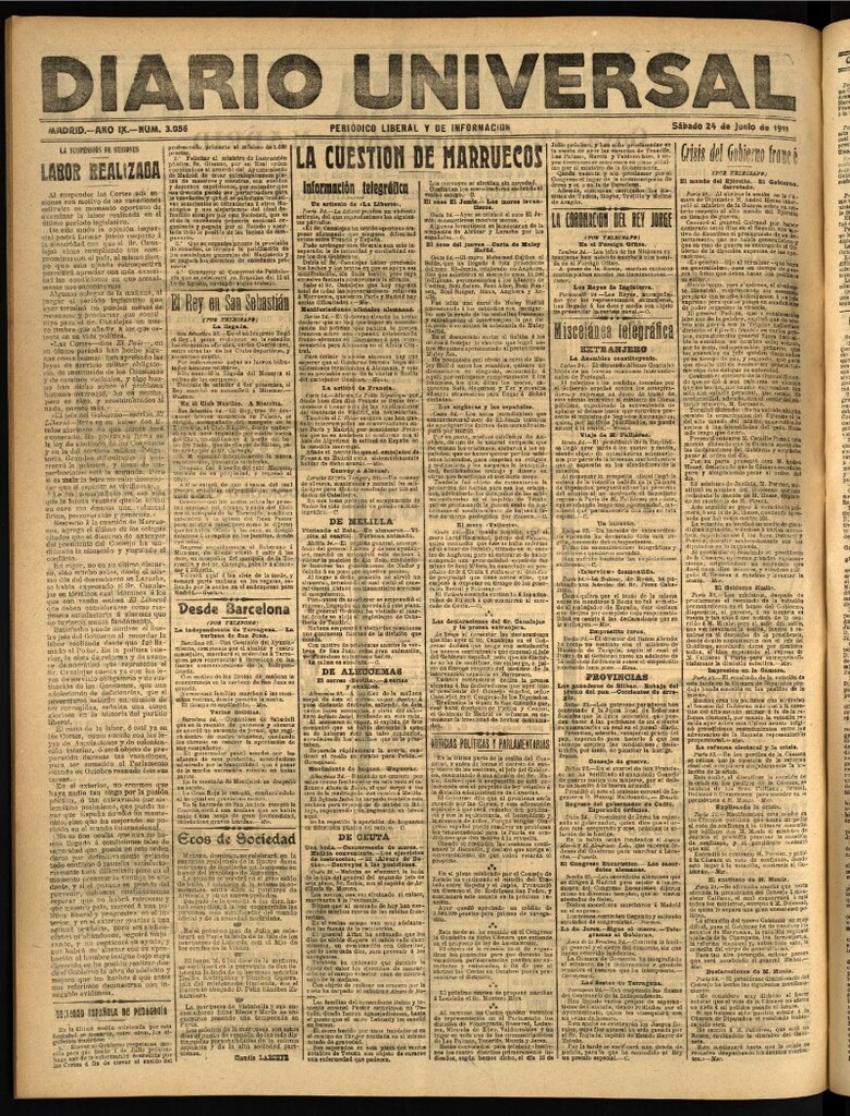 Miniatura de Diario Universal del 24 de junio de 1911
