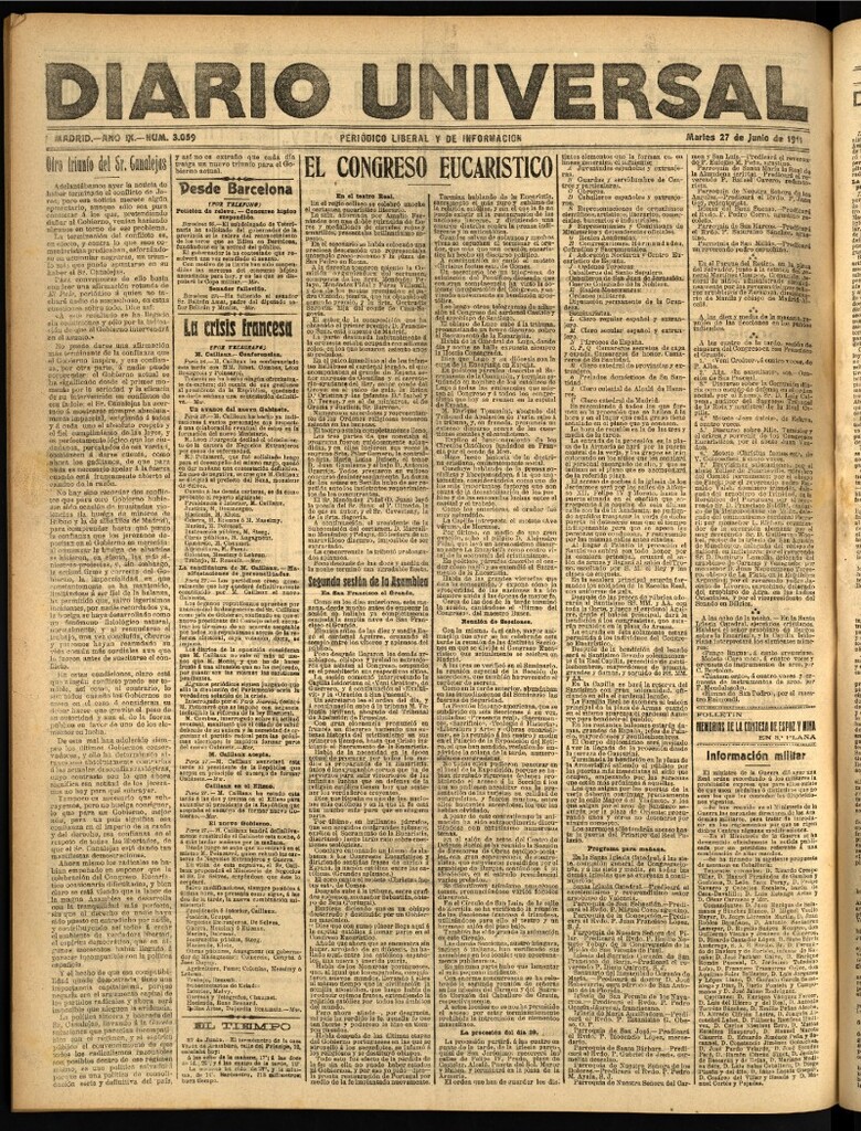 Miniatura de Diario Universal del 27 de junio de 1911