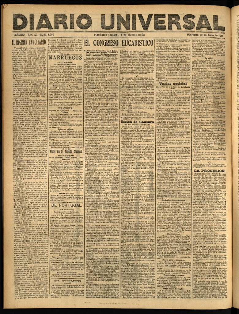 Miniatura de Diario Universal del 28 de junio de 1911