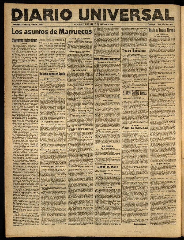 Miniatura de Diario Universal del 2 de julio de 1911