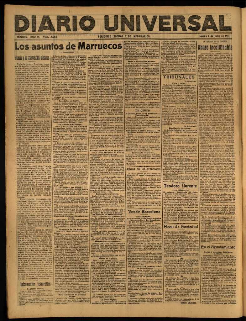 Miniatura de Diario Universal del 3 de julio de 1911