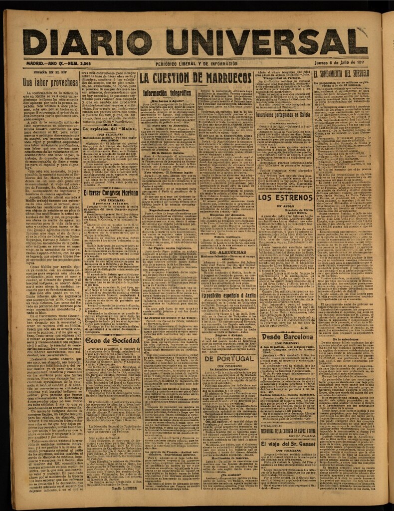 Miniatura de Diario Universal del 6 de julio de 1911