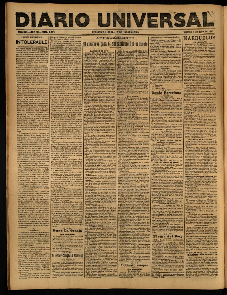 Miniatura de Diario Universal del 7 de julio de 1911