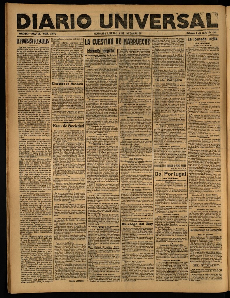 Miniatura de Diario Universal del 8 de julio de 1911