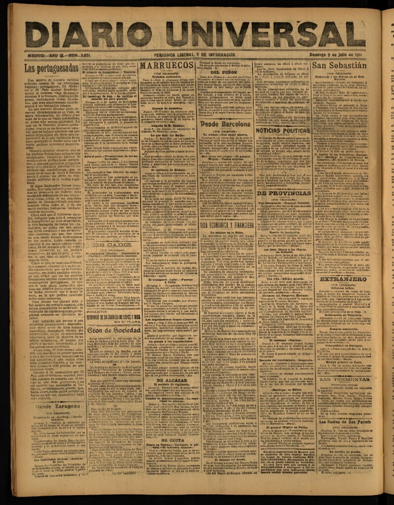 Miniatura de Diario Universal del 9 de julio de 1911