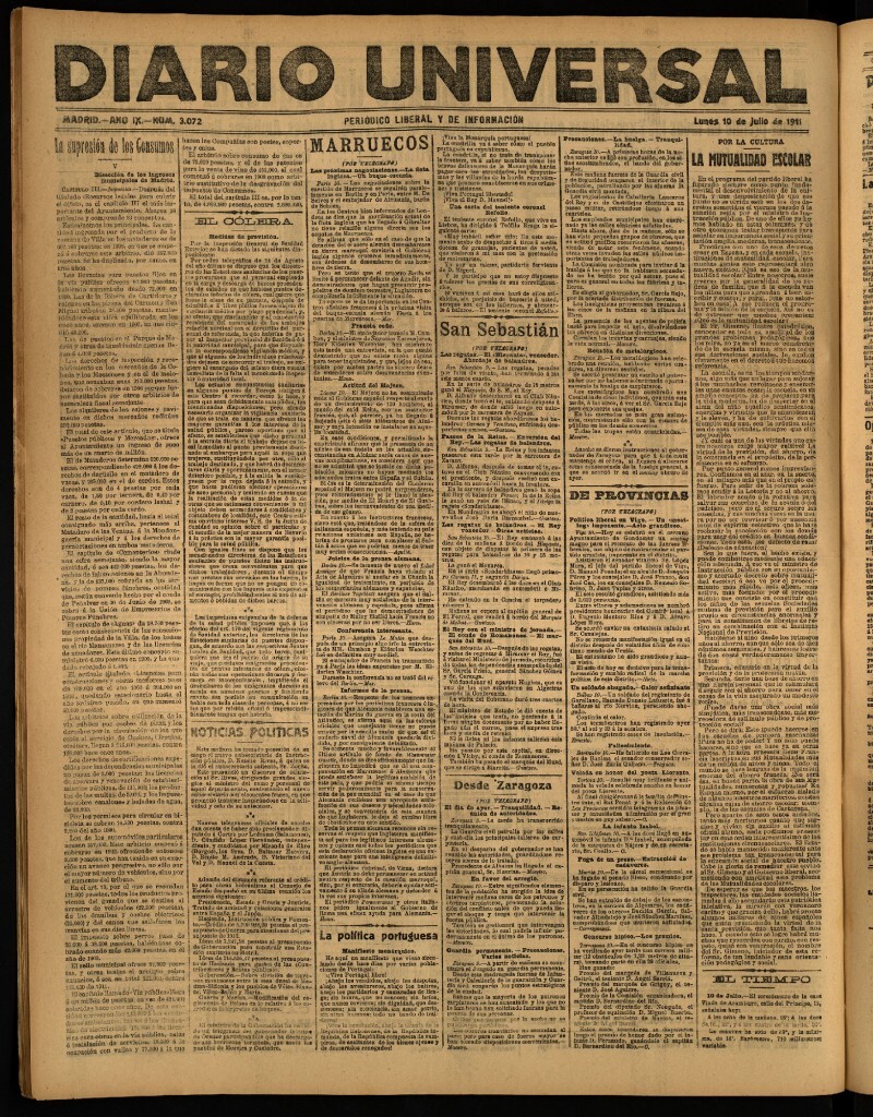 Miniatura de Diario Universal del 10 de julio de 1911