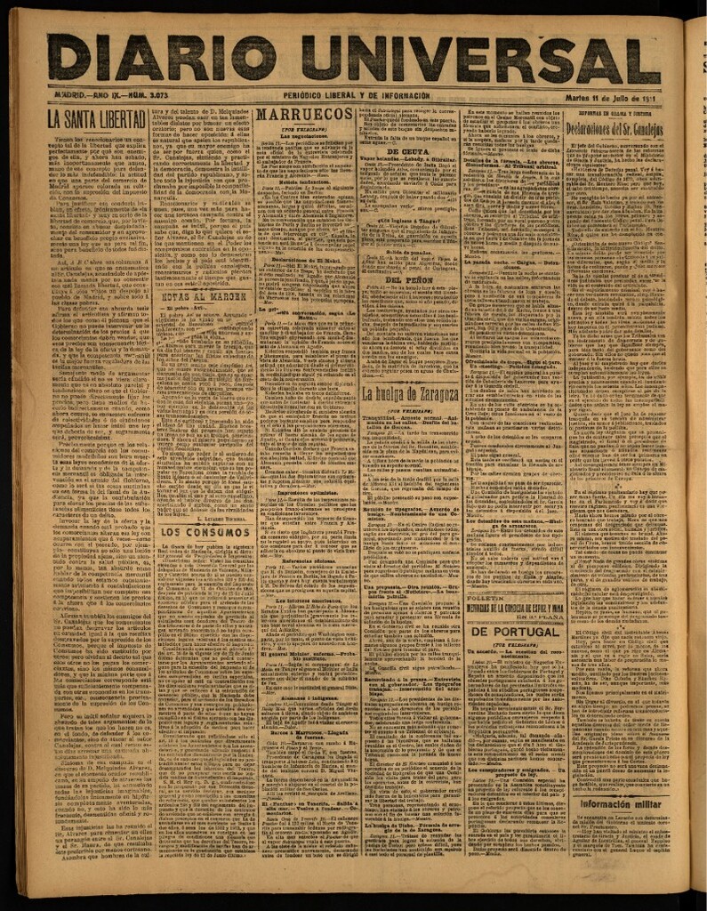 Miniatura de Diario Universal del 11 de julio de 1911