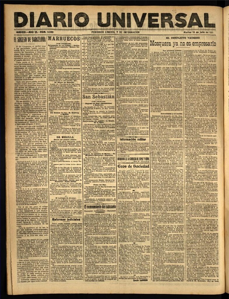 Miniatura de Diario Universal del 18 de julio de 1911