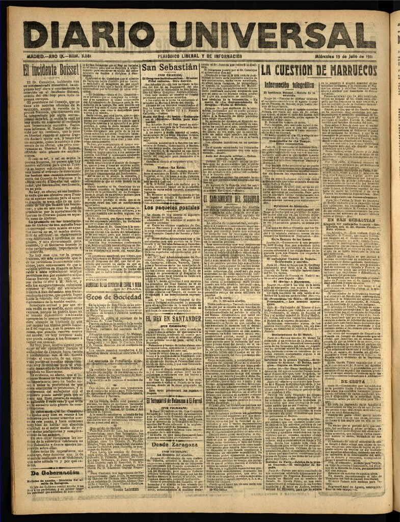 Miniatura de Diario Universal del 19 de julio de 1911
