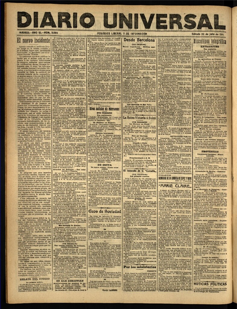 Miniatura de Diario Universal del 22 de julio de 1911
