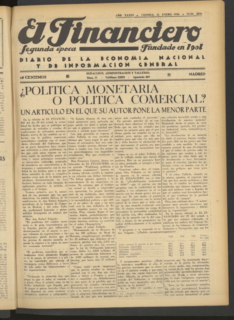 Miniatura de El Financiero del 31 de enero de 1936