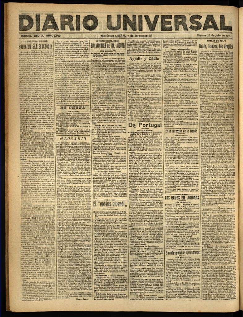 Miniatura de Diario Universal del 28 de julio de 1911
