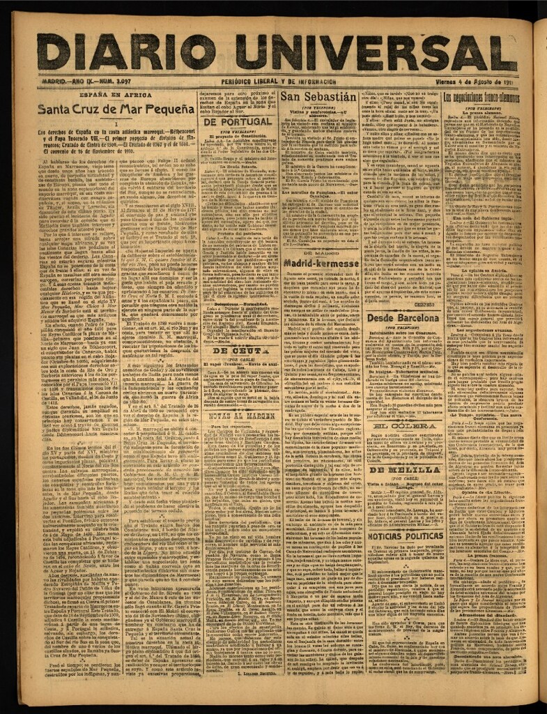 Miniatura de Diario Universal del 4 de agosto de 1911