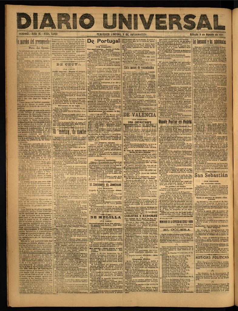 Miniatura de Diario Universal del 5 de agosto de 1911