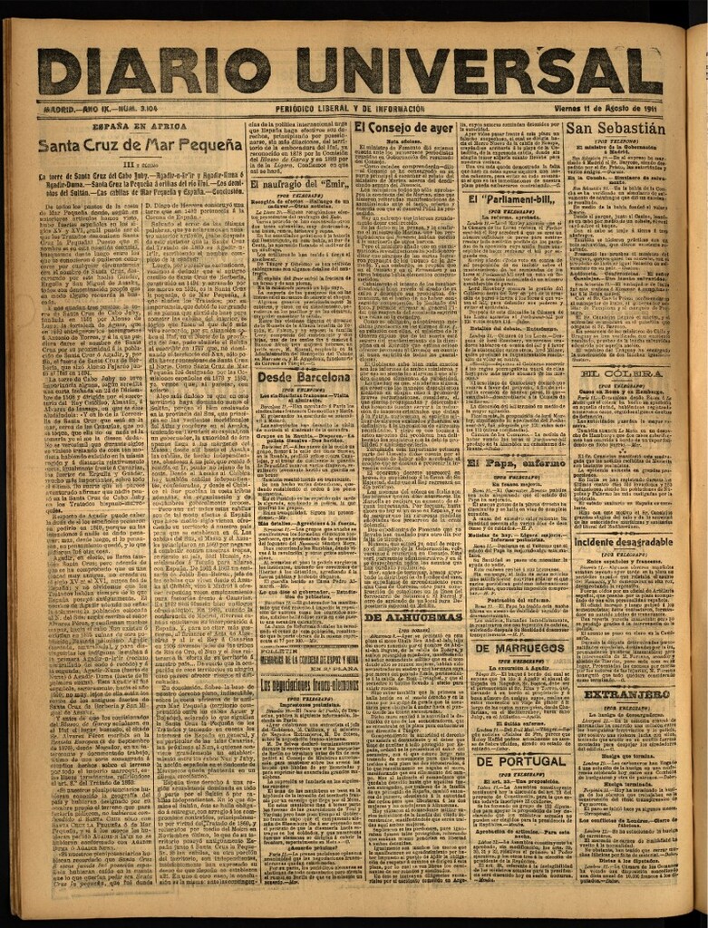 Miniatura de Diario Universal del 11 de agosto de 1911