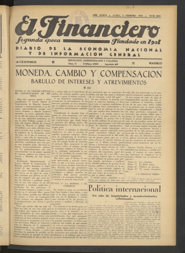 Miniatura de El Financiero del 3 de febrero de 1936