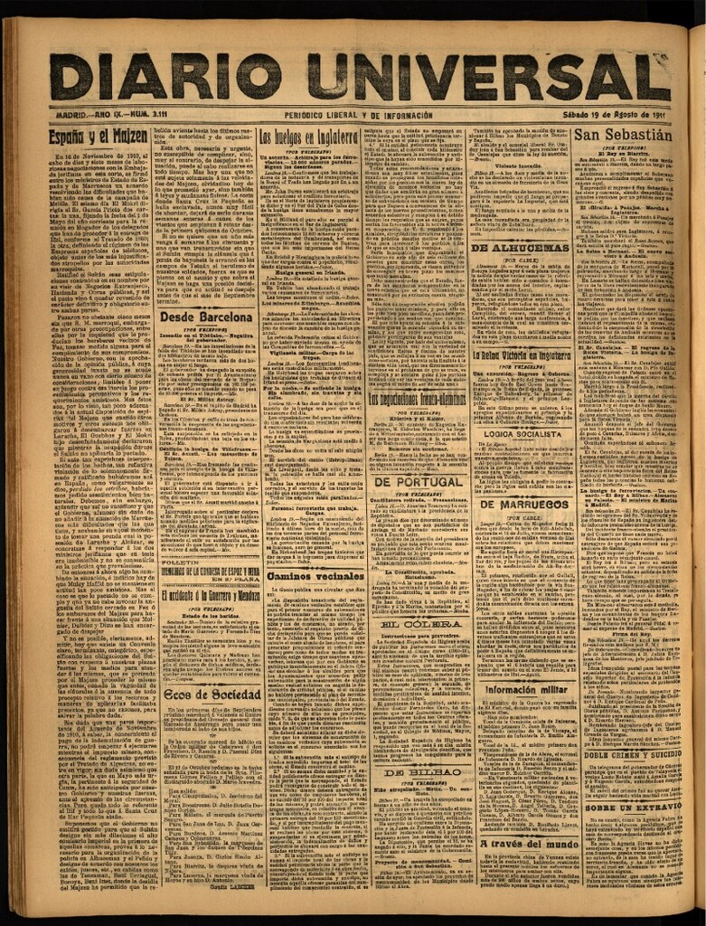 Miniatura de Diario Universal del 19 de agosto de 1911