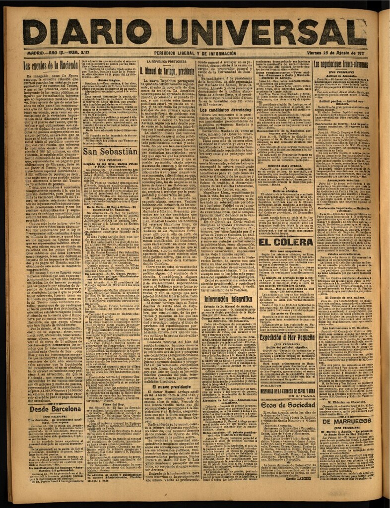 Miniatura de Diario Universal del 25 de agosto de 1911