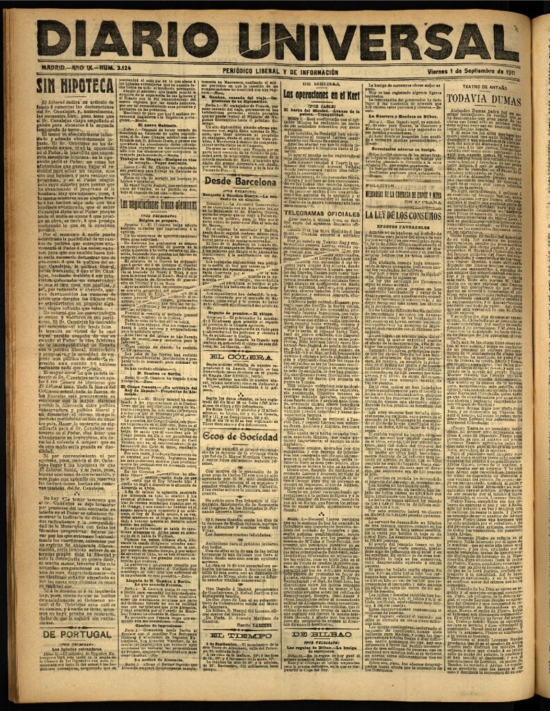 Miniatura de Diario Universal del 1 de septiembre de 1911