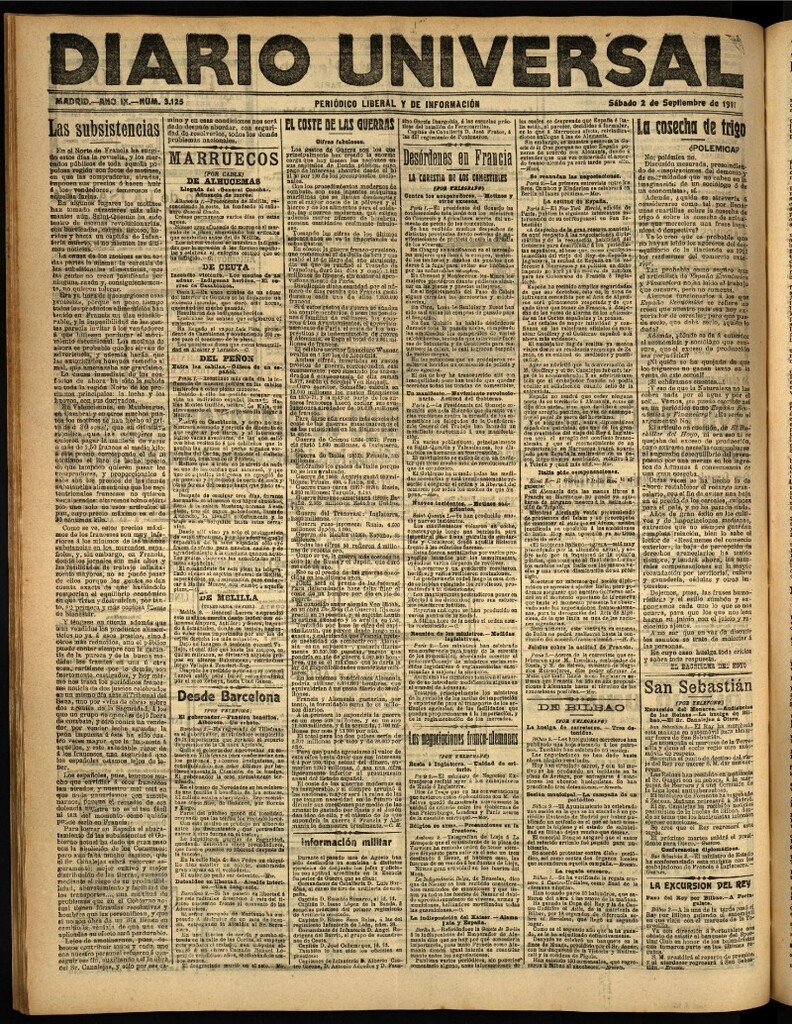Miniatura de Diario Universal del 2 de septiembre de 1911