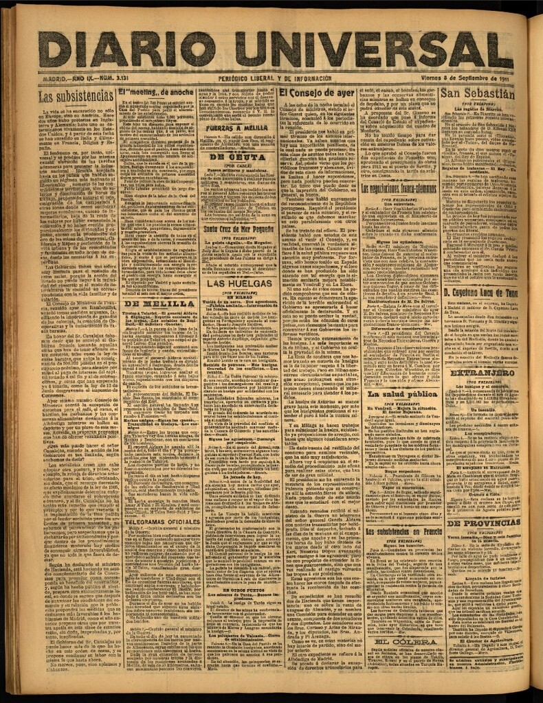 Miniatura de Diario Universal del 8 de septiembre de 1911