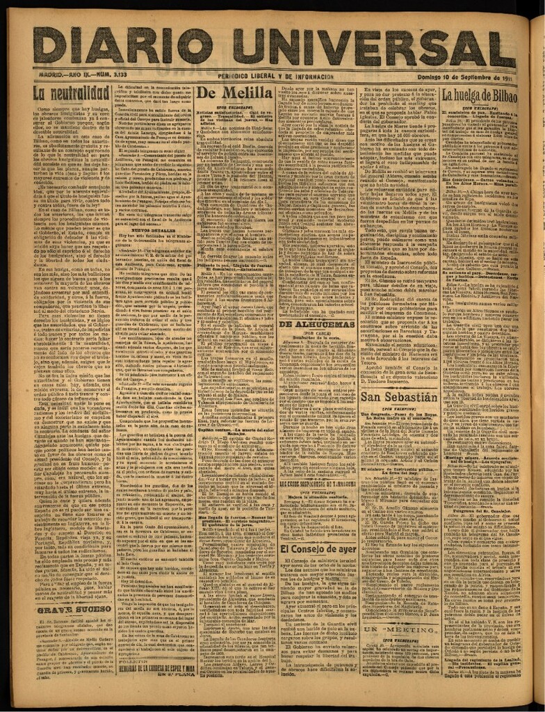 Miniatura de Diario Universal del 10 de septiembre de 1911