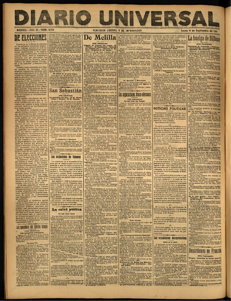 Miniatura de Diario Universal del 11 de septiembre de 1911