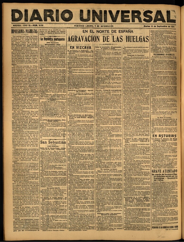 Miniatura de Diario Universal del 12 de septiembre de 1911