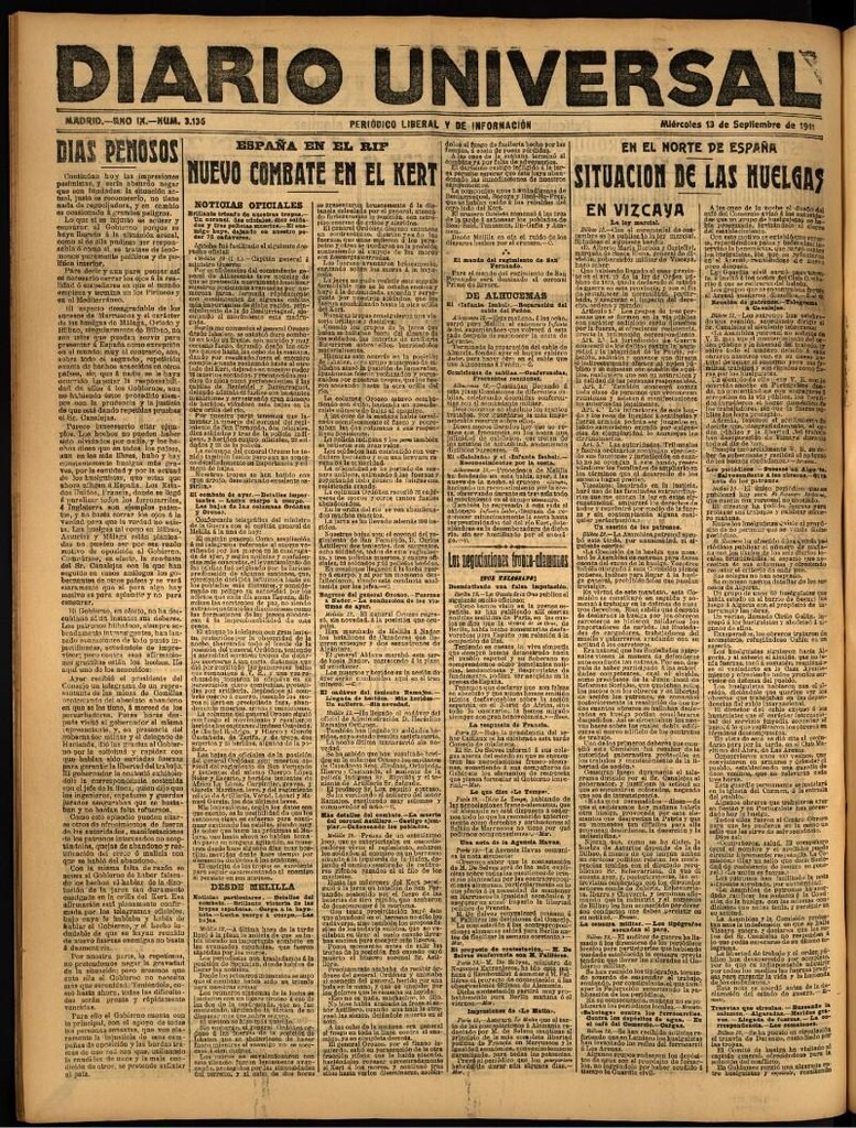 Miniatura de Diario Universal del 13 de septiembre de 1911