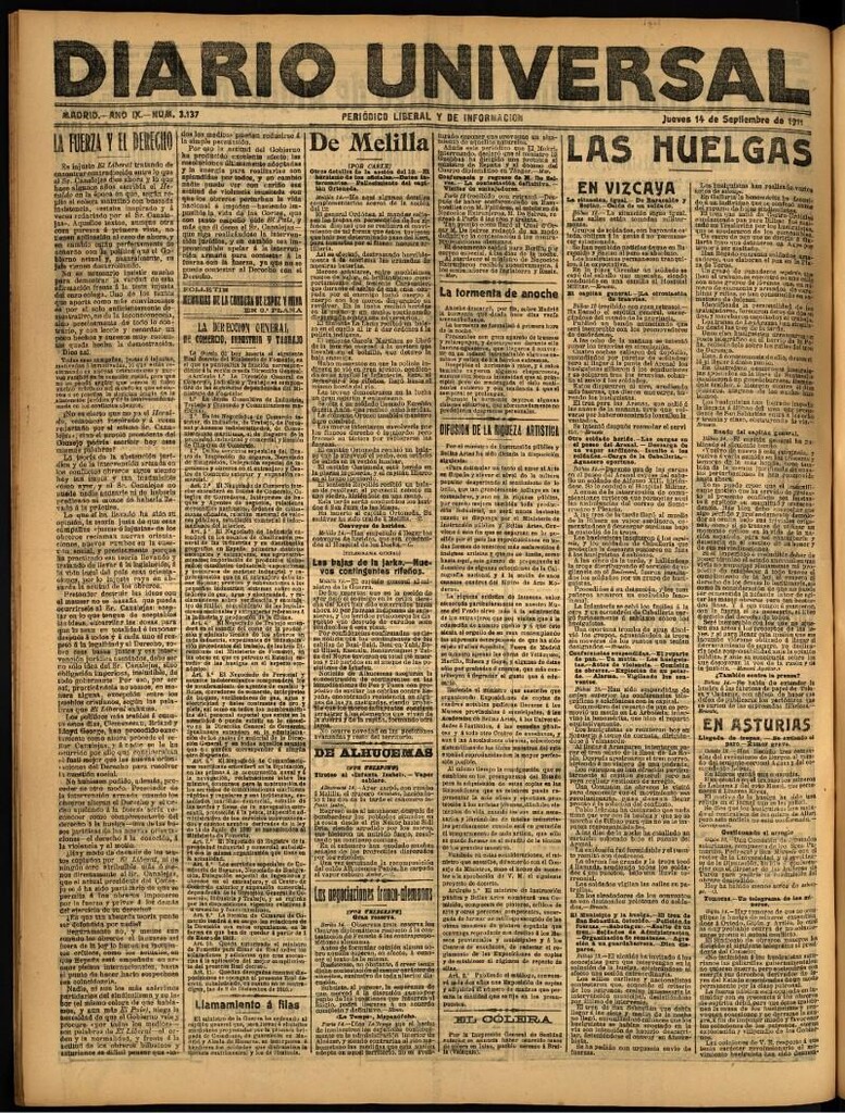 Miniatura de Diario Universal del 14 de septiembre de 1911