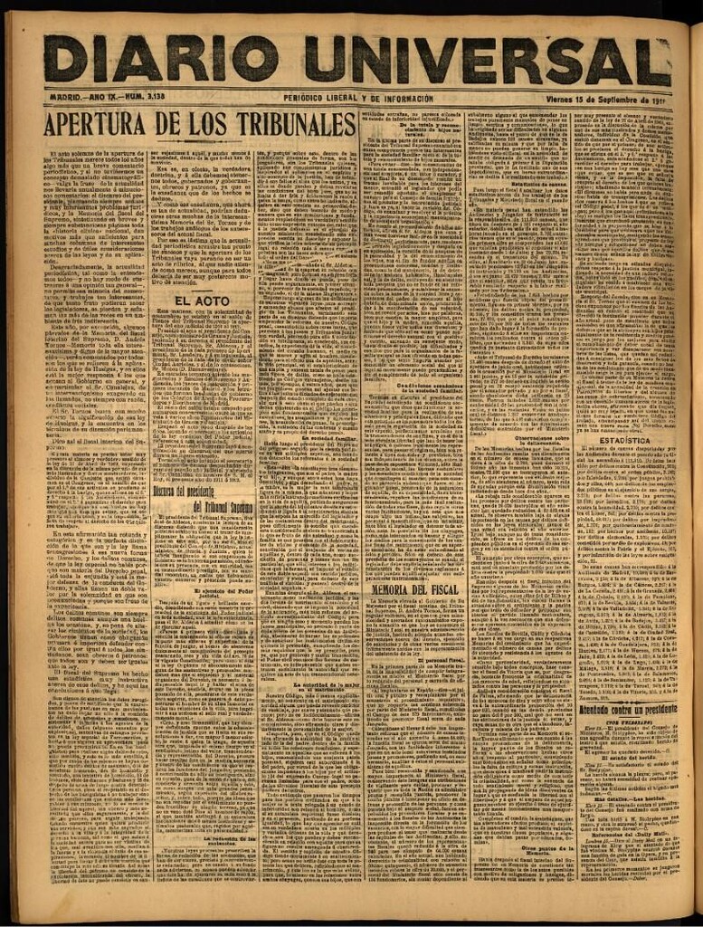 Miniatura de Diario Universal del 15 de septiembre de 1911