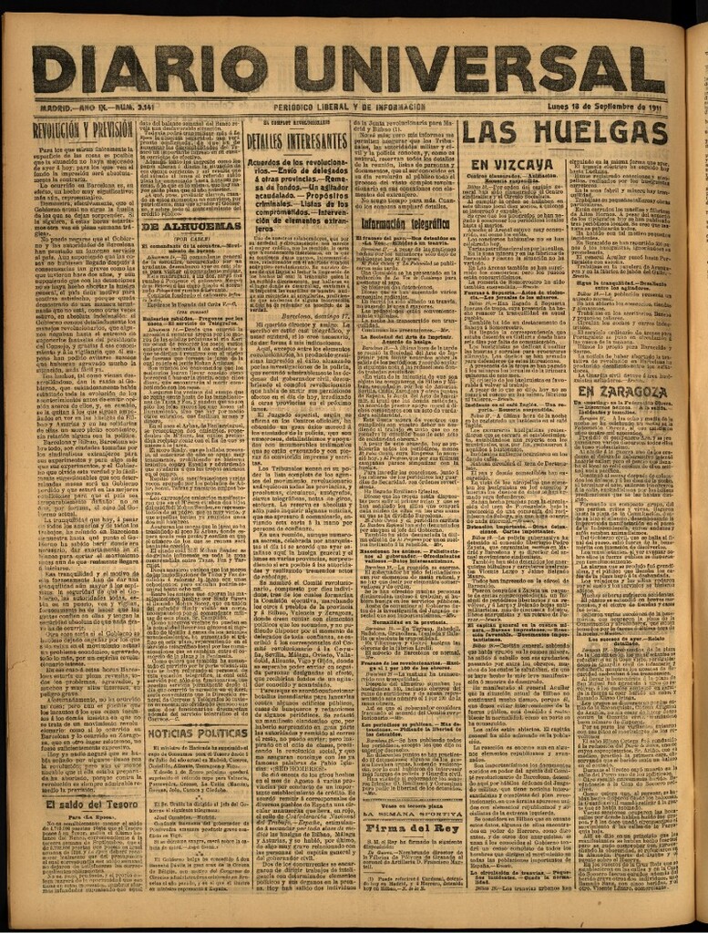 Miniatura de Diario Universal del 18 de septiembre de 1911