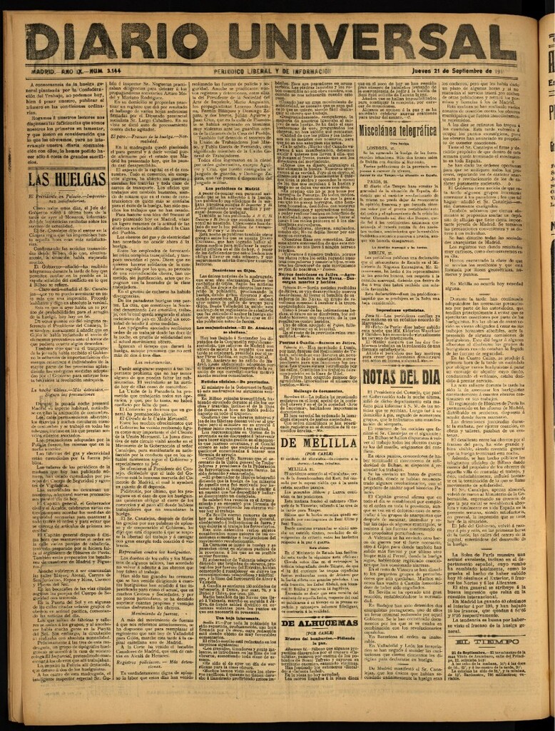 Miniatura de Diario Universal del 21 de septiembre de 1911