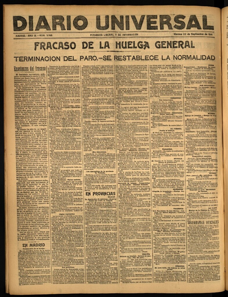 Miniatura de Diario Universal del 22 de septiembre de 1911
