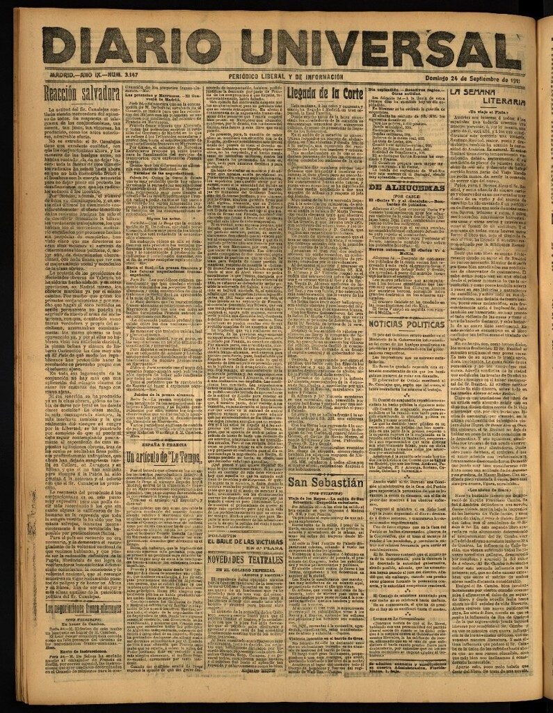 Miniatura de Diario Universal del 24 de septiembre de 1911