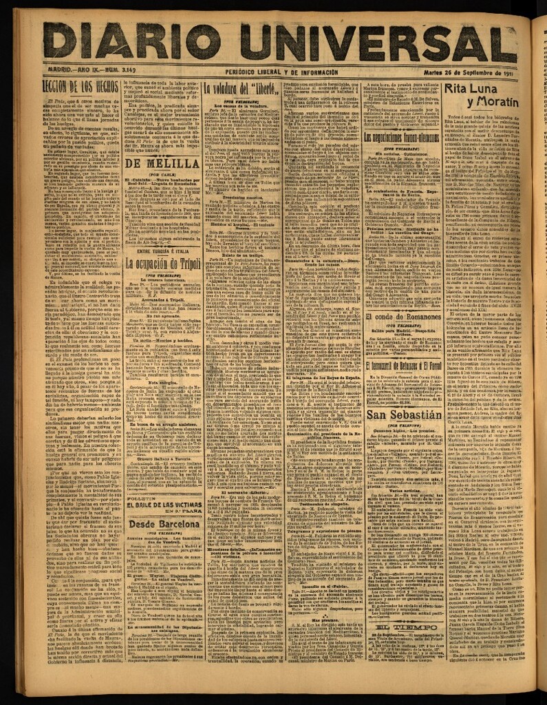 Miniatura de Diario Universal del 26 de septiembre de 1911